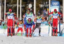 20.02.2010, Whistler, Canada (CAN): group, l-r: Dario Cologna (SUI), Fischer, Rottefella, Alpina, Swix, adidas, Lukas Bauer (CZE), Fischer, Rottefella, Alpina, Swix, Toko, Petter Northug (NOR), Fischer, Rottefella, Alpina, Ski Go, Swix   - Olympic Winter Games Vancouver 2010, cross-country, pursuit men, Whistler (CAN). www.nordicfocus.com. © NordicFocus. Every downloaded picture is fee-liable.