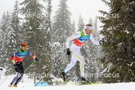 24.02.2010, Whistler, Canada (CAN): l-r: Jens Filbrich (GER), Rossignol, Rottefella, One Way, adidas, Daniel Rickardsson (SWE), Fischer, Salomon, Swix  - Olympic Winter Games Vancouver 2010, cross-country, 4x10km men, Whistler (CAN). www.nordicfocus.com. © NordicFocus. Every downloaded picture is fee-liable.