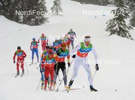 24.02.2010, Whistler, Canada (CAN): Daniel Rickardsson (SWE), Fischer, Salomon, Swix, ahead of Jens Filbrich (GER), Rossignol, Rottefella, One Way, adidas and Martin Johnsrud Sundby (NOR), Fischer, Rottefella, Alpina, Swix  - Olympic Winter Games Vancouver 2010, cross-country, 4x10km men, Whistler (CAN). www.nordicfocus.com. © NordicFocus. Every downloaded picture is fee-liable.