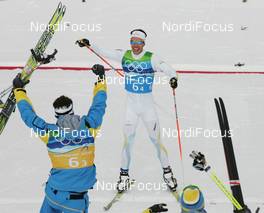 24.02.2010, Whistler, Canada (CAN): r-l: Marcus Hellner (SWE), Fischer, Salomon, Exel, Craft, Anders Soedergren (SWE), Fischer, Salomon, Craft - Olympic Winter Games Vancouver 2010, cross-country, 4x10km men, Whistler (CAN). www.nordicfocus.com. © NordicFocus. Every downloaded picture is fee-liable.