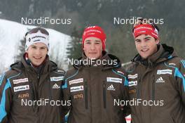 17.01.2010, Marbach, Switzerland (SUI): (l-r) Sebastien Testuz (SUI), Lukas Meier (SUI) , Mario Dolder (SUI) - Swiss National Championships 2010, cross-country, relay men, Marbach (SUI). www.nordicfocus.com. © Manzoni/NordicFocus. Every downloaded picture is fee-liable.