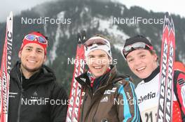 17.01.2010, Marbach, Switzerland (SUI): (l-r) Vincent Cester (SUI), Sebastien Testuz (SUI), Erwan Kaeser (SUI) - Swiss National Championships 2010, cross-country, relay men, Marbach (SUI). www.nordicfocus.com. © Manzoni/NordicFocus. Every downloaded picture is fee-liable.