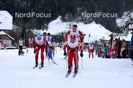 17.01.2010, Marbach, Switzerland (SUI): Noe Tuefer (SUI) leads the field at the start - Swiss National Championships 2010, cross-country, relay men, Marbach (SUI). www.nordicfocus.com. © Manzoni/NordicFocus. Every downloaded picture is fee-liable.