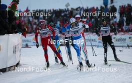 26.11.2010, Kuusamo, Finland (FIN) : a-final, (l-r) Ola Vigen Hattestad (NOR), Fischer, Rottefella, Swix, Renato Pasini (ITA), Fischer, Salomon, Swix and Andrew Newell (USA), Fischer, Salomon  - FIS world cup cross-country, individual sprint, Kuusamo (FIN). www.nordicfocus.com. © Laiho/NordicFocus. Every downloaded picture is fee-liable.