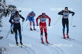26.11.2010, Kuusamo, Finland (FIN) : (l-r) Matias Strandvall (FIN), Fischer, Rottefell, Swix, Jon Kristian Dahl (NOR), Madshus, Rottefella, Alpina, Swix, Ville Nousiainen (FIN), Peltonen, Rottefella, Alpina, Rex  - FIS world cup cross-country, individual sprint, Kuusamo (FIN). www.nordicfocus.com. © Laiho/NordicFocus. Every downloaded picture is fee-liable.