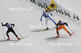 10.04.2010, Davos, Switzerland (SUI): Petter Northug (NOR), Fischer, Rottefella, Alpina, Ski Go, Swix  with Daniel Hofer (AUT), Fischer, Rottefella, Leki and Gaudenz Flury (SUI) - Red Bull NordiX Davos-Bolgen, Davos (SUI). www.nordicfocus.com. © Manzoni/NordicFocus. Every downloaded picture is fee-liable.