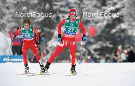 10.01.2010, Val di Fiemme, Italy (ITA): l-r: Taylor Fletcher (USA), Atomic, Petter Tande (NOR), Fischer, Rottefella  - FIS world cup nordic combined, individual gundersen HS134/10km, Val di Fiemme (ITA). www.nordicfocus.com. © Felgenhauer/NordicFocus. Every downloaded picture is fee-liable.