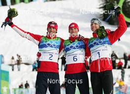 25.02.2010, Whistler, Canada (CAN): podium l-r: Johny Spillane (USA), Atomic, Bill Demong (USA), Atomic, Bernhard Gruber (AUT), Fischer, Rottefella  - Olympic Winter Games Vancouver 2010, nordic combined, individual gundersen HS140/10km, Whistler (CAN). www.nordicfocus.com. © NordicFocus. Every downloaded picture is fee-liable.