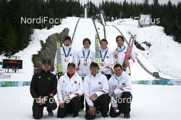24.02.2010, Whistler, Canada (CAN): Team Germany with (L-R) Bjoern Kircheisen (GER), Fischer, Rottefella, Johannes Rydzek (GER), Eric Frenzel (GER), Fischer, Salomon, adidas and Tino Edelmann (GER), Elan, Madshus, Rottefella, adidas - Olympic Winter Games Vancouver 2010, nordic combined, medals, Whistler (CAN). www.nordicfocus.com. © NordicFocus. Every downloaded picture is fee-liable.