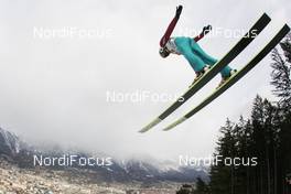 02.01.2010, Innsbruck, Austria (AUT): Emmanuel Chedal (FRA), Fischer  - FIS world cup ski jumping, four hills tournament, individual HS130, training, Innsbruck (AUT). www.nordicfocus.com. © Domanski/NordicFocus. Every downloaded picture is fee-liable.