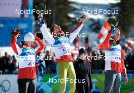 20.02.2010, Whistler, Canada (CAN): l-r: Adam Malysz (POL), Fischer, Simon Ammann (SUI), Fischer, Gregor Schlierenzauer (AUT), Fischer  - Olympic Winter Games Vancouver 2010, ski jumping, individual HS140, Whistler (CAN). www.nordicfocus.com. © NordicFocus. Every downloaded picture is fee-liable.
