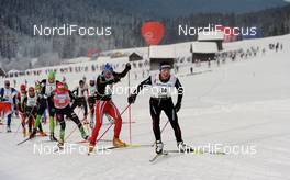 24.01.2010, Lienz, Austria (AUT): Florian Kostner (ITA), Salomon, Fischer, Swix, Sportful, leading the race - FIS Marathon Cup Dolomitenlauf, Lienz (AUT). www.nordicfocus.com. © Felgenhauer/NordicFocus. Every downloaded picture is fee-liable.