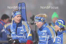 08.01.2011, Oberhof, Germany (GER): Anna Maria Nilsson (SWE), Madshus, Rottefella, Leki, adidas, Helena Ekholm (SWE), Fischer, Rottefella, Leki, adidas, Anna Carin Zidek (SWE), Salomon, Leki, adidas - IBU world cup biathlon, sprint women, Oberhof (GER). www.nordicfocus.com. © Manzoni/NordicFocus. Every downloaded picture is fee-liable.