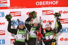 08.01.2011, Oberhof, Germany (GER): (L-R): Magdalena Neuner (GER), Fischer, Rottefella, Exel, adidas, Ann Kristin Flatland (NOR), Madshus, Rottefella, Alpina, Swix, ODLO, Andrea Henkel (GER), Fischer, Rottefella, Exel, adidas, Toko - IBU world cup biathlon, sprint women, Oberhof (GER). www.nordicfocus.com. © Manzoni/NordicFocus. Every downloaded picture is fee-liable.