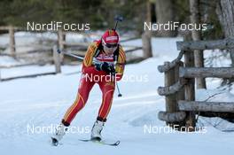 22.01.2011, Antholz, Italy (ITA): Chunli Wang (CHN), Fischer, Salomon, Swix, adidas  - IBU world cup biathlon, relay women, Antholz (ITA). www.nordicfocus.com. © Manzoni/NordicFocus. Every downloaded picture is fee-liable.
