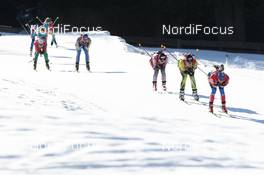 22.01.2011, Antholz, Italy (ITA): Svetlana Sleptsova (RUS), Fischer, Rottefella, Alpina, Swix, adidas leads Jana Gerekova (SVK), Fischer, Salomon, Agnieszka Cyl (POL), Jenny Jonsson (SWE), Fischer, Rottefella, Leki, adidas, Nadezhda Skardino (BLR), Fischer, Rottefella - IBU world cup biathlon, relay women, Antholz (ITA). www.nordicfocus.com. © Manzoni/NordicFocus. Every downloaded picture is fee-liable.