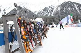 19.01.2011, Antholz, Italy (ITA): Biathlon Feature: The riffle rack at the shooting range entrance - IBU world cup biathlon, training, Antholz (ITA). www.nordicfocus.com. © Manzoni/NordicFocus. Every downloaded picture is fee-liable.