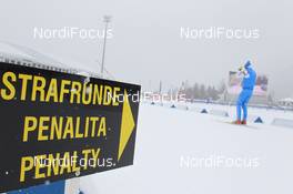 19.01.2011, Antholz, Italy (ITA): Biathlon Feature: Track sign in the stadium - IBU world cup biathlon, training, Antholz (ITA). www.nordicfocus.com. © Manzoni/NordicFocus. Every downloaded picture is fee-liable.