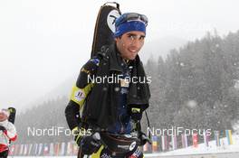 19.01.2011, Antholz, Italy (ITA): Martin Fourcade (FRA), Rossignol, Rottefella, OneWay, Odlo - IBU world cup biathlon, training, Antholz (ITA). www.nordicfocus.com. © Manzoni/NordicFocus. Every downloaded picture is fee-liable.