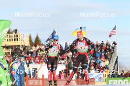 05.02.2011, Presque Isle, United States of America (USA): Magdalena Neuner (GER), Fischer, Rottefella, Exel, adidas, Alexander Wolf (GER), Fischer, Rottefella, Alpina, Leki adidas, Toko - IBU world cup biathlon, relay mixed, Presque Isle (USA). www.nordicfocus.com. © Manzoni/NordicFocus. Every downloaded picture is fee-liable.