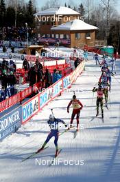 13.02.2011, Fort Kent, United States of America (USA): Jakov Fak (SLO), Fischer, Rottefella, Alpina, Swix, Tarjei Boe (NOR), Fischer, Rottefella, Swix, ODLO, Martin Fourcade (FRA), Rossignol, Rottefella, OneWay, Odlo - IBU world cup biathlon, mass men, Fort Kent (USA). www.nordicfocus.com. © Manzoni/NordicFocus. Every downloaded picture is fee-liable.