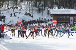 13.02.2011, Fort Kent, United States of America (USA): Biathlon Feature: Start to the womens' mass start - IBU world cup biathlon, mass women, Fort Kent (USA). www.nordicfocus.com. © Manzoni/NordicFocus. Every downloaded picture is fee-liable.