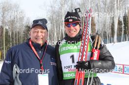 12.02.2011, Fort Kent, United States of America (USA): Governeur Paul LePage and Emil Hegle Svendsen (NOR), Madshus, Rottefella, Swix, Odlo - IBU world cup biathlon, pursuit men, Fort Kent (USA). www.nordicfocus.com. © Manzoni/NordicFocus. Every downloaded picture is fee-liable.