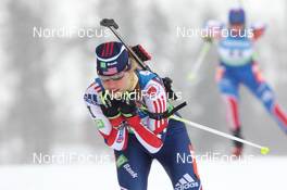 12.02.2011, Fort Kent, United States of America (USA): Haley Johnson (USA), Rossignol, Rottefella, Exel, adidas - IBU world cup biathlon, pursuit women, Fort Kent (USA). www.nordicfocus.com. © Manzoni/NordicFocus. Every downloaded picture is fee-liable.