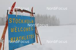 08.02.2011, Fort Kent, United States of America (USA): Biathlon Feature: A welcome sign in the middle of nowhere - IBU world cup biathlon, training, Fort Kent (USA). www.nordicfocus.com. © Manzoni/NordicFocus. Every downloaded picture is fee-liable.