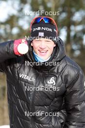 03.03.2011, Khanty-Mansiysk, Russia (RUS): Tarjei Boe (NOR), Fischer, Rottefella, Swix, ODLO - IBU world championships biathlon, medals, Khanty-Mansiysk (RUS). www.nordicfocus.com. © Manzoni/NordicFocus. Every downloaded picture is fee-liable.