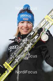 03.03.2011, Khanty-Mansiysk, Russia (RUS): Magdalena Neuner (GER), Fischer, Rottefella, Exel, adidas - IBU world championships biathlon, medals, Khanty-Mansiysk (RUS). www.nordicfocus.com. © Manzoni/NordicFocus. Every downloaded picture is fee-liable.