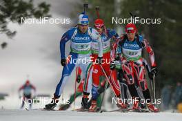 11.03.2011, Khanty-Mansiysk, Russia (RUS): Rene Laurent Vuillermoz (ITA), Rossignol, Rottefella, Exel, Scott Perras (CAN), Madshus, Rottefella, Alpina, Swix - IBU world championships biathlon, relay men, Khanty-Mansiysk (RUS). www.nordicfocus.com. © Manzoni/NordicFocus. Every downloaded picture is fee-liable.