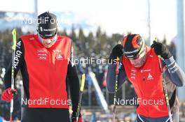 02.03.2011, Khanty-Mansiysk, Russia (RUS): Pascal Clement (SUI), swiss wax technician and Christian Stebler (SUI), Rossignol, Rottefella, ODLO - IBU world championships biathlon, training, Khanty-Mansiysk (RUS). www.nordicfocus.com. © Manzoni/NordicFocus. Every downloaded picture is fee-liable.