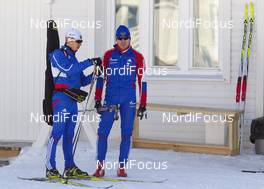 04.03.2011, Khanty-Mansiysk, Russia (RUS): Evgeny Ustyugov (RUS), Fischer, Rottefella, Swix, adidas, Ivan Tcherezov (RUS), Fischer, Rottefella, Swix, adidas - IBU world championships biathlon, training, Khanty-Mansiysk (RUS). www.nordicfocus.com. Â© Miko/NordicFocus. Every downloaded picture is fee-liable.