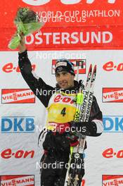 04.12.2011, Oestersund, Sweden (SWE): Martin Fourcade (FRA), Rossignol, Rottefella, OneWay, Odlo - IBU world cup biathlon, pursuit men, Oestersund (SWE). www.nordicfocus.com. © Manzoni/NordicFocus. Every downloaded picture is fee-liable.