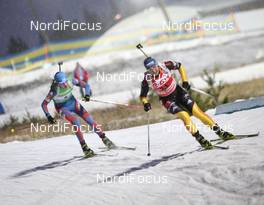 03.12.2011, Oestersund, Sweden (SWE): Kaisa Maekaeraeinen (FIN), Fischer, Rottefella, Leki, Odlo, Magdalena Neuner (GER), Fischer, Rottefella, Swix, adidas, Toko - IBU world cup biathlon, sprint women, Oestersund (SWE). www.nordicfocus.com. © Manzoni/NordicFocus. Every downloaded picture is fee-liable.