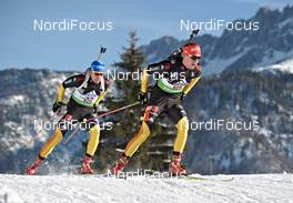 09.12.2011, Hochfilzen, Austria (AUT): l-r: Andreas Birnbacher (GER), Fischer, Rottefella, Alpina, Leki, adidas, Simon Schempp (GER), adidas, Fischer, Alpina, Leki  - IBU world cup biathlon, sprint men, Hochfilzen (AUT). www.nordicfocus.com. © Felgenhauer/NordicFocus. Every downloaded picture is fee-liable.