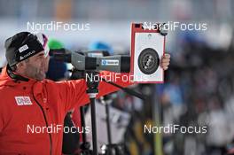 08.12.2011, Hochfilzen, Austria (AUT): norwegian coach while zeroing - IBU world cup biathlon, training, Hochfilzen (AUT). www.nordicfocus.com. © Felgenhauer/NordicFocus. Every downloaded picture is fee-liable.
