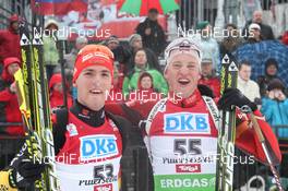 15.12.2011, Hochfilzen, Austria (AUT): Simon Schempp (GER), Fischer, Rottefella, Alpina, Leki, adidas, Tarjei Boe (NOR), Fischer, Rottefella, Swix, ODLO - IBU world cup biathlon, sprint men, Hochfilzen (AUT). www.nordicfocus.com. © Manzoni/NordicFocus. Every downloaded picture is fee-liable.