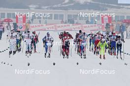08.01.2011, Val di Fiemme, Italy (ITA): feature, start - FIS world cup cross-country, tour de ski, mass women, Val di Fiemme (ITA). www.nordicfocus.com. © Hemmersbach/NordicFocus. Every downloaded picture is fee-liable.