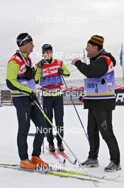 07.01.2011, Val di Fiemme, Italy (ITA): group, l-r: Pierre Mignerey (FRA), FIS Race Director Assistant Cross Country, Robert Peets (EST), TD assistant and Marco Mapelli (ITA), Chief of competition - FIS world cup cross-country, tour de ski, training, Val di Fiemme (ITA). www.nordicfocus.com. © Hemmersbach/NordicFocus. Every downloaded picture is fee-liable.