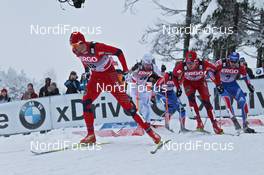 23.01.2011, Otepaeae, Estland (EST): group, in front Petter Northug (NOR), Fischer, Rottefella, Alpina, Ski Go, Swix, behind Eirik Brandsdal (NOR), Fischer, Rottefella, Alpina, Swix  - FIS world cup cross-country, individual sprint, Otepaeae (EST). www.nordicfocus.com. © Hemmersbach/NordicFocus. Every downloaded picture is fee-liable.