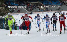 13.03.2011, Lahti, Finland (FIN): (l-r)  Petra Majdic (SLO), Fischer, One Way, Alpina, Rottefella, Astrid Jacobsen (NOR), Fischer, Swix, Rottefella, Marianna Longa (ITA), Fischer, One Way, Salomon, Arianna Follis (ITA), Fischer, Swix, Salomon, Pirjo Muranen (FIN), Fischer, Rottefella, Exel and Marit Bjoergen (NOR), Fischer, Swix, Rottefella - FIS world cup cross-country, individual sprint, Lahti (FIN). www.nordicfocus.com. © Laiho/NordicFocus. Every downloaded picture is fee-liable.