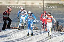 16.03.2011, Stockholm, Sweden (SWE): l-r: Renato Pasini (ITA), Fischer, Salomon, Swix, Fredrik Jonsson (SWE), Fischer, Rottefella, Craft, Ola Vigen Hattestad (NOR), Fischer, Rottefella, Swix, Emil Joensson (SWE), Fischer, Salomon, Craft  - FIS world cup cross-country, individual sprint, Stockholm (SWE). www.nordicfocus.com. © Felgenhauer/NordicFocus. Every downloaded picture is fee-liable.
