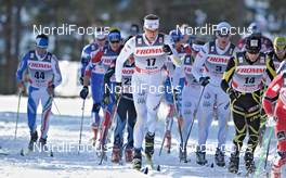 19.03.2011, Falun, Sweden (SWE): l-r: Thomas Moriggl (ITA), Fischer, Rottefella, Rossignol, Daniel Rickardsson (SWE), Fischer, Salomon, Swix, Jesper Modin (SWE), Fischer, Salomon, Swix, Craft, Casco, Maurice Manificat (FRA), Fischer, Swix, One Way  - FIS world cup cross-country, pursuit men, Falun (SWE). www.nordicfocus.com. © Felgenhauer/NordicFocus. Every downloaded picture is fee-liable.