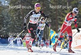 19.03.2011, Falun, Sweden (SWE): l-r: Stefanie Boehler (GER), Rossignol, Rottefella, Alpina, One Way, adidas, Heidi Weng (NOR), Fischer, Swix  - FIS world cup cross-country, pursuit women, Falun (SWE). www.nordicfocus.com. © Felgenhauer/NordicFocus. Every downloaded picture is fee-liable.
