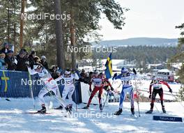 19.03.2011, Falun, Sweden (SWE): a chasing group  on the way to mordarbakken - FIS world cup cross-country, pursuit women, Falun (SWE). www.nordicfocus.com. © Felgenhauer/NordicFocus. Every downloaded picture is fee-liable.