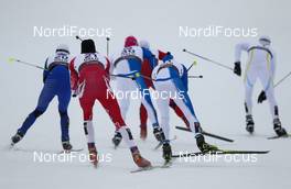 24.02.2011, Oslo, Norway (NOR): a group of skiers in a quarter final  - FIS nordic world ski championships, cross-country, individual sprint, Oslo (NOR). www.nordicfocus.com. © Laiho/NordicFocus. Every downloaded picture is fee-liable.