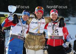 06.03.2011, Oslo, Norway (NOR): l-r: Maxim Vylegzhanin (RUS), Fischer, Rottefella, Alpina, Swix, adidas, Petter Northug (NOR), Fischer, Rottefella, Alpina, Ski Go, Swix, Tord Asle Gjerdalen (NOR), Atomic, Salomon, One Way, Swix  - FIS nordic world ski championships, cross-country, mass  men, Oslo (NOR). www.nordicfocus.com. © Hemmersbach/NordicFocus. Every downloaded picture is fee-liable.