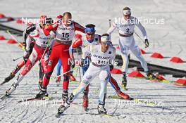 06.03.2011, Oslo, Norway (NOR): leading group, in front: Anders Soedergren (SWE), Fischer, Salomon, Craft, behind Maxim Vylegzhanin (RUS), Fischer, Rottefella, Alpina, Swix, adidas, behind Tord Asle Gjerdalen (NOR), Atomic, Salomon, One Way, Swix, behind Alex Harvey (CAN), Fischer, Salomon, Swix  - FIS nordic world ski championships, cross-country, mass  men, Oslo (NOR). www.nordicfocus.com. © Hemmersbach/NordicFocus. Every downloaded picture is fee-liable.